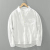 Men's Loose Long Sleeve Linen Shirt Solid Color Half Button