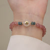 Natural Strawberry Quartz Jade Bracelet with Peace Buckle
