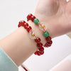 Chinese Zodiac Red Agate Bracelet with Gold-tone Foil Glass