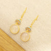 Gold-tone Enamel Cloud Earrings with Imitation Jade Drops