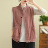 Women's Corduroy Vest With Pockets, Sleeveless Waistcoat