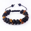 Tiger Eye Black Agate Evil Eye Double Row Bracelet