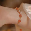 Red Agate Flower Bracelet with Gold-Tone Chain