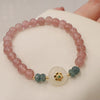 Natural Strawberry Quartz Jade Bracelet with Peace Buckle