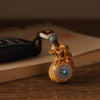 Wooden Money Bag Keychain with Rotatable Mantra Bead