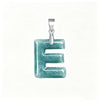 Natural Blue Water Jade Letter Pendant Necklace Titanium Steel