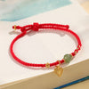 Sterling Silver and Hetian Jade Red String Bracelet