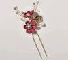 Handmade Floral Hair Comb and Pin Set with Clear Quartz