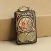 Tibetan Thangka Pendant Necklace, Handmade Ebony Wood