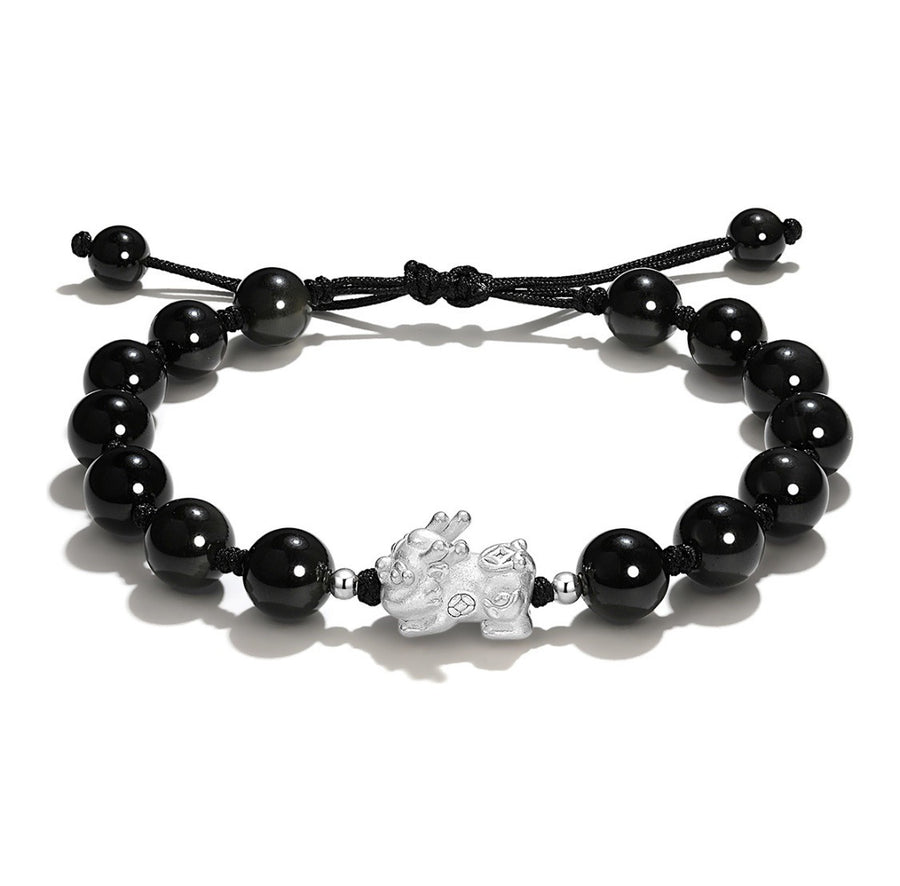 Pixiu Bracelet with Cat's Eye or Strawberry Quartz