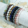 Vintage Geometric Beaded Bracelet, Unisex Semi-Precious Stone