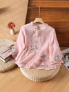 Embroidered Cotton Linen Chinese Frog-Button Shirt