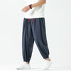 Men's Harem Pants Summer Casual Cotton Linen Cropped Trousers