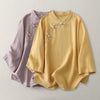Relaxed Linen Blend Top with Traditional Knot Buttons