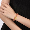 Strawberry Quartz Fu Charm Bracelet Adjustable Gold Tone