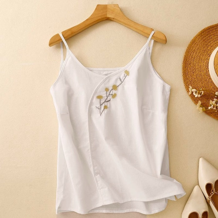 Embroidered Floral Asymmetrical Women's Vest