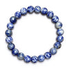Blue Patterned Stone Bead Bracelet 8mm