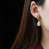 Butterfly Drop Earrings with Faux Jade and Red Accents