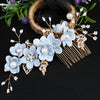 Handmade Floral Hair Comb and Pin Set with Clear Quartz