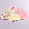 Silk and Bamboo Folding Fan, Hand Painted Floral Design