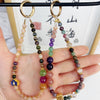 Natural Crystal Phone Charm Keychain with Lotus