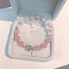 Cat's Eye Glass Bracelet with Star and Moon Charms