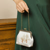Embroidered Floral and Butterfly Chain Purse