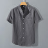 Men's Short Sleeve Button Down Cotton Linen Shirt