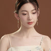 Shoushan Stone Pearl Drop Earrings Silver Posts