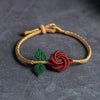 Woven Rose Flower Cord Bracelet for Couples