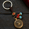 Chinese Zodiac Brass Keychain with Eight Guardian Buddhas