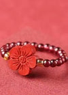 Garnet Cinnabar Lucky Bead Pixiu Rose Protection Ring