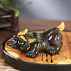 Color Changing Tea Pet Figurine, Feng Shui Wealth Toad and Pixiu Charm