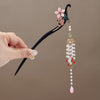 Wooden Floral Hairpin with Tassel, Vintage Style Hair Stick
