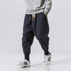 Men's Linen Harem Pants With Drawstring Waist And Pockets