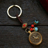 Chinese Zodiac Brass Keychain with Eight Guardian Buddhas