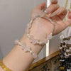 Crystal Flower Heart Bracelet with Amethyst and Rose Quartz
