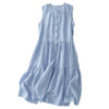 Women's Summer Sleeveless Dresses Cotton Plaid Midi Dress