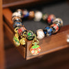 Handmade Incense Ash Glass Bead Bracelet with Charms