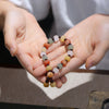 Golden Silk Jade Lotus Bracelet, Natural Stone Beads