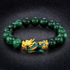 Pixiu Jade Protection Bracelet, Green Agate Beads
