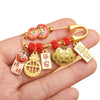 Chinese Gourd Safety Pin Brooch with Charms
