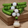 Green Bodhi Seed 108 Beads Mala Bracelet with Lotus Charm