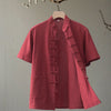 Men's Cotton Linen Tang Suit Shirt Short Sleeve Chinese Style Top