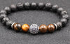 Tiger Eye Stone Peace Bracelet with Micro-set Beads