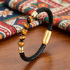 Handmade Leather Bracelet with Titanium Steel Buckle