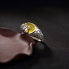 Lotus Blessing Protection Adjustable Ring with Yellow Chalcedony
