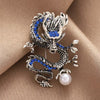 Vintage Dragon Pearl Brooch for Men and Women