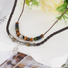 Anchor Pendant Necklace, Braided Cord with Beads