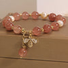Strawberry Quartz Pearl Bee Charm Bracelet